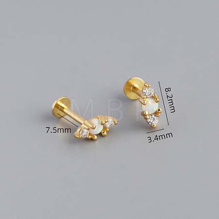 925 Sterling Silver Micro Pave Clear Cubic Zirconia with Synthetic Opal Cartilage Earrings FS-WG3DFDB-10-1