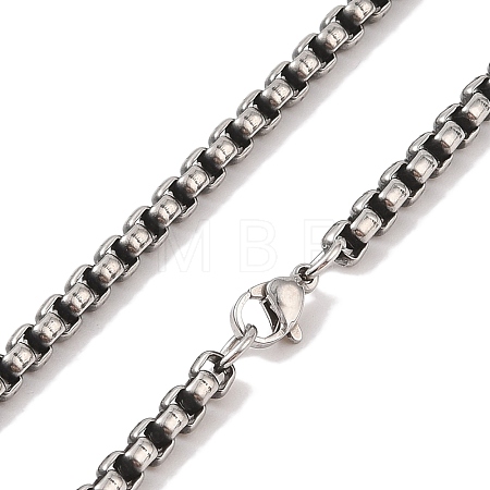 304 Stainless Steel Box Chain Necklaces NJEW-K378-17B-AS-1