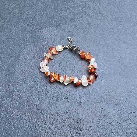 Glass Imtation Red Agate Chip Beaded Bracelets for Women IW6789-54-1
