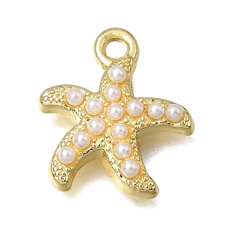 Brass & ABS Imitation Pearl Pendants KK-K427-51G-1