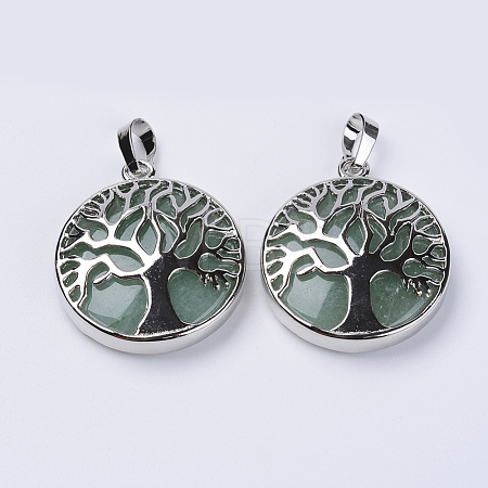 Natural Green Aventurine Pendants G-P350-D03-1