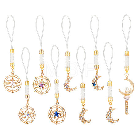 1 Set Alloy Rhinestone Cell Phone Charms Chain HJEW-BC0001-33-1