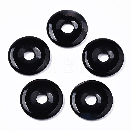 Natural Black Agate Pendants X-G-S364-074A-1