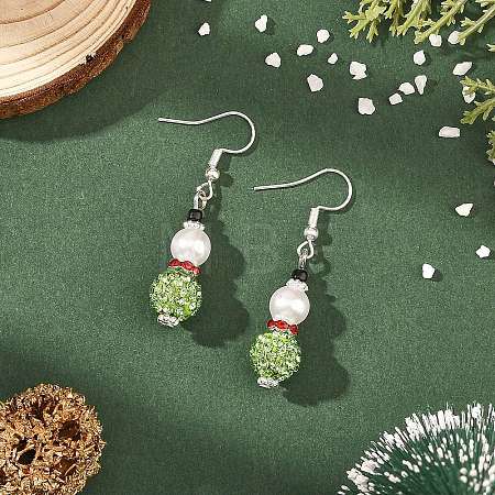 Christmas Handmade Polymer Clay Rhinestone Dangle Earrings EJEW-JE07518-02-1