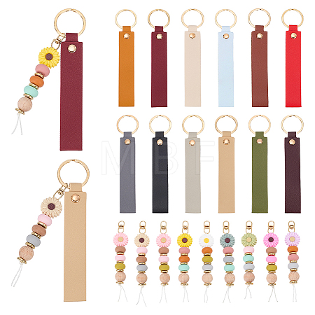 28Pcs PU Leather Keychain & Silicone Pendant Decorations HJEW-GA00096-1