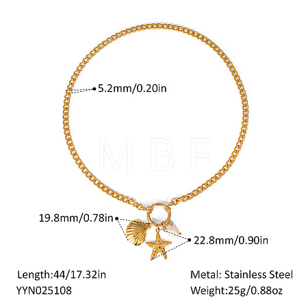 European Ocean Stainless Steel Pendant Necklaces with Pearl IA7525-3-1