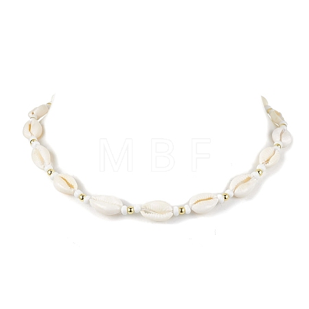 Bohemia Natural Cowrie Shell Beaded Necklaces NJEW-JN04783-01-1