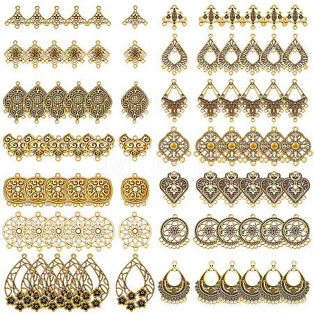 84Pcs 14 Styles Tibetan Style Zinc Alloy Hollow Chandelier Component Links FIND-PH0062-10-1