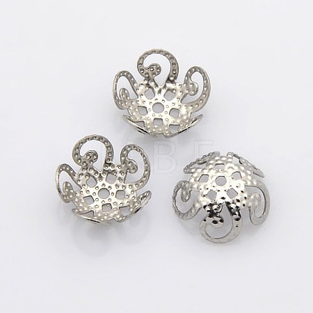 Tarnish Resistant 5-Petal 316 Surgical Stainless Steel Bead Caps X-STAS-N030-02P-1