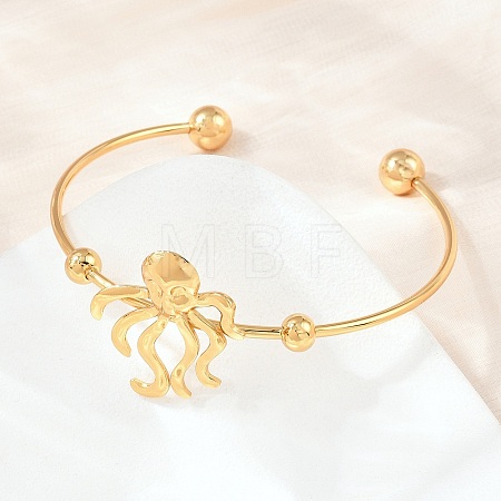 Ocean Theme 304 Stainless Steel Cuff Bangles SA-Z002-02G-01-1