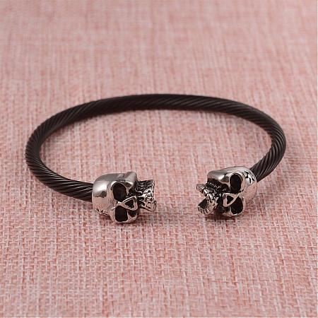 304 Stainless Steel Cuff Bangles BJEW-L605-08B-1