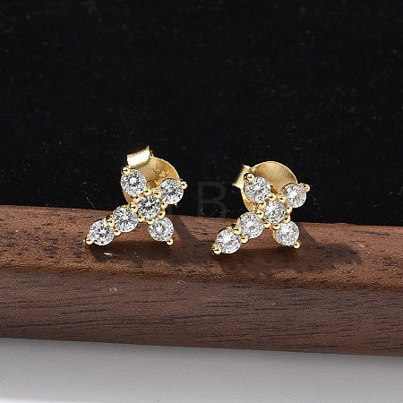 925 Sterling Silver Clear Cubic Zirconia Stud Earrings EJEW-Q032-01B-G-1