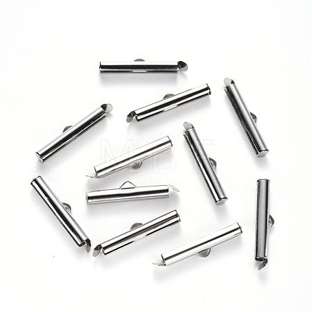 Tarnish Resistant 304 Stainless Steel Slide On End Clasp Tubes STAS-S115-01G-P-1
