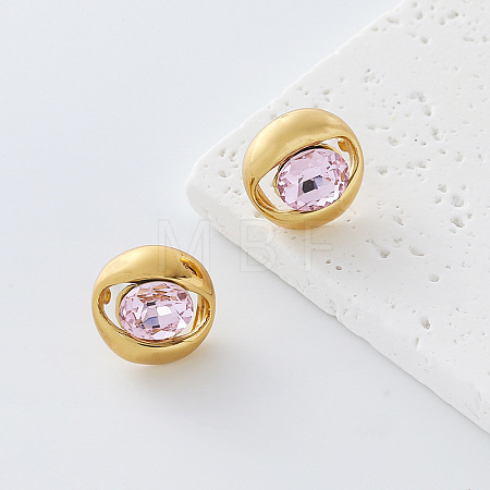 304 Stainless Steel Rhinestone Stud Earrings for Women OH3456-2-1