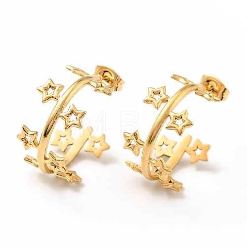 Star Wrap Stud Earrings EJEW-G293-01G-1