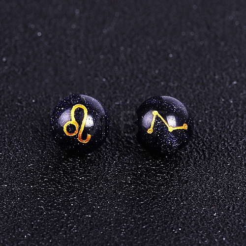 Synthetic Blue Goldstone Carved Constellation Beads PW-WG92554-05-1