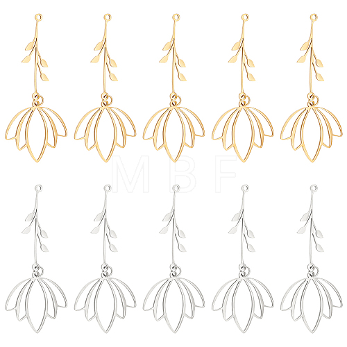 Unicraftale 12Pcs 2 Colors Ion Plating(IP) 201 Stainless Steel Big Pendants STAS-UN0056-60-1