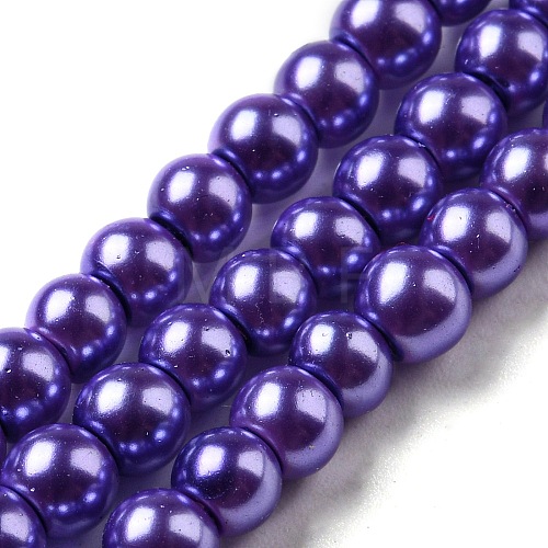 10 Strands Baking Painted Pearlized Glass Pearl Round Bead Strands HY-SZ0001-02A-02-1