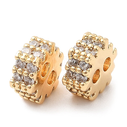 Brass Micro Pave Clear Cubic Zirconia Slide Charms KK-F860-69G-1