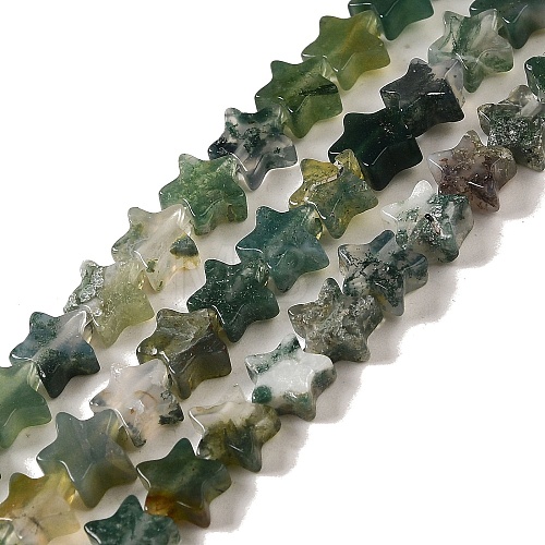 Natural Moss Agate Beads Strands G-G085-B17-02-1