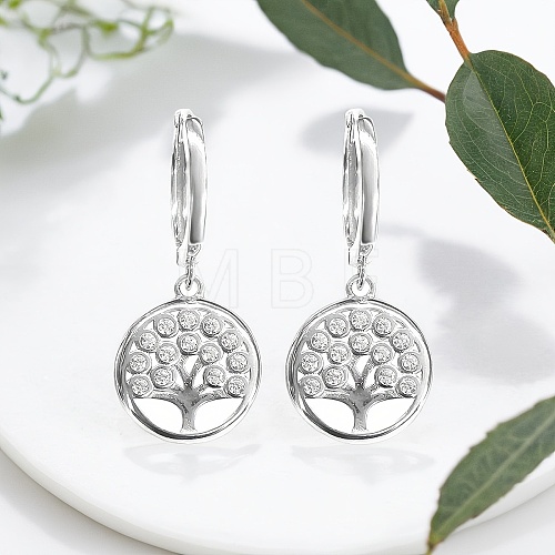 925 Sterling Silver Tree of Life Hoop Earrings ND7706-2-1