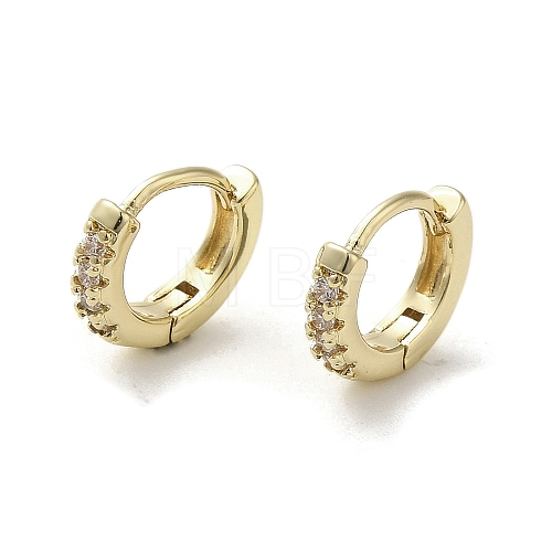 Brass Micro Pave Cubic Zirconia Hoop Earring EJEW-C082-01A-G-1
