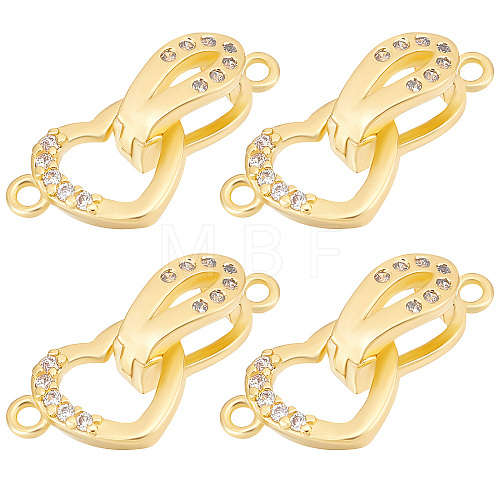 6 Sets Brass Micro Pave Clear Cubic Zirconia Fold Over Clasps KK-BBC0005-70-1