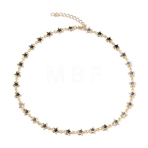 Alloy Enamel Star Link Chain Necklaces NJEW-JN03176-1