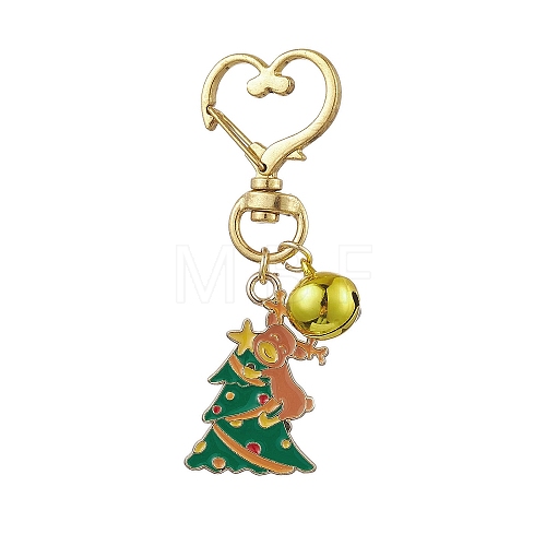 Christmas Tree & Deer Alloy Enamel Pendant Keychain KEYC-JKC00883-1