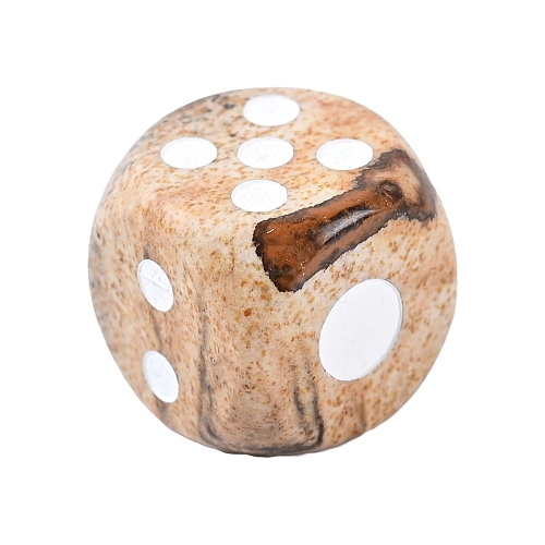 Natural Picture Jasper Carved Dice Figurines PW-WGD9A2F-13-1