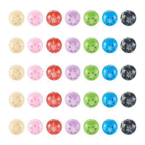 70Pcs 7 Colors Flower Opaque Resin Beads RESI-TA0001-55-1