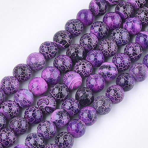 Natural Fire Crackle Agate Beads Strands G-T125-22C-1