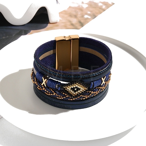 Imitation Leather Crod Multi-strand Bracelet PW-WGFD5E9-02-1