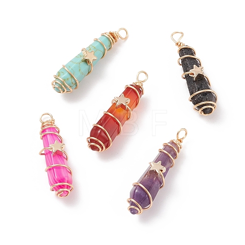 Natural & Synthetic Mixed Stone Pointed Pendants PALLOY-JF01713-1