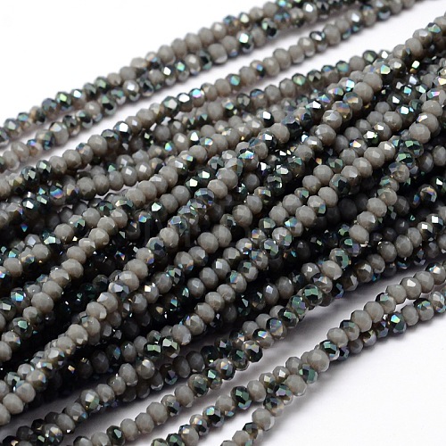Faceted Rondelle Half Rainbow Plated Electroplate Glass Beads Strands X-EGLA-M006-2mm-A12-1