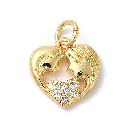 Valentine's Day Rack Plating Brass Clear Cubic Zirconia Pendants KK-Z056-12G-1