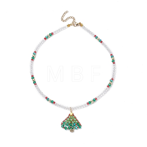 Glass Beaded Necklaces NJEW-JN04296-1