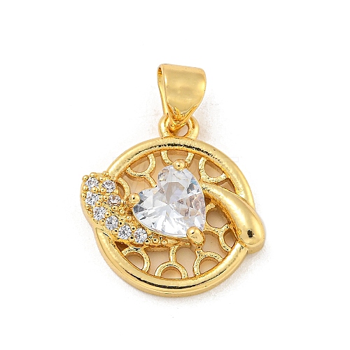 Rack Plating Brass Micro Pave Cubic Zirconia Pendants KK-G513-23A-02G-1