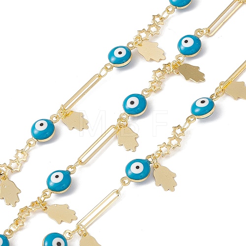 Enamel Evil Eye & Ova & Star Link Chains CHC-C003-23G-01-1