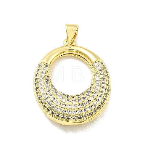 Rack Plating Brass Micro Pave Cubic Zirconia Pendants KK-D359-38G-1