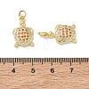 Brass Micro Pave Orange Red Cubic Zirconia Pendants KK-T085-21F-G-3