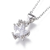 Brass Micro Pave Clear Cubic Zirconia Pendant Necklaces NJEW-R256-10-3