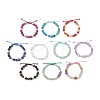 Adjustable Natural Mixed Gemstone Braided Bead Finger Rings RJEW-JR01016-2