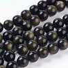 Natural Golden Sheen Obsidian Beads Strands L-G-C076-8mm-5-1
