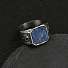 304 Stainless Steel with Natural Lapis Lazuli Finger Rings FS-WG06E27-29-1