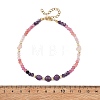 Dyed Natural Malaysia Jade & Rose Quartz & Chevron Amethyst Beads Beaded Anklets for Women AJEW-AN00832-01-4