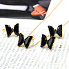 Butterfly Alloy Glass Pendant Necklaces & Stud Earrings & Rings Sets for Women WG31995-22-1