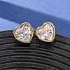 Brass Cubic Zirconia Stud Earrings for Women EJEW-F418-09G-4