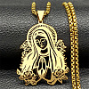304 Stainless Steel Laser Cut Virgin Mary Pendant Box Chain Necklaces FS-WG69F53-02-1