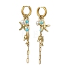 Dolphin & Starfish 304 Stainless Steel & Shell Pearl Hoop Earrings for Women EJEW-JE07128-5